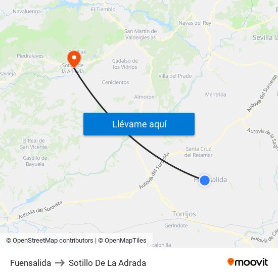 Fuensalida to Sotillo De La Adrada map