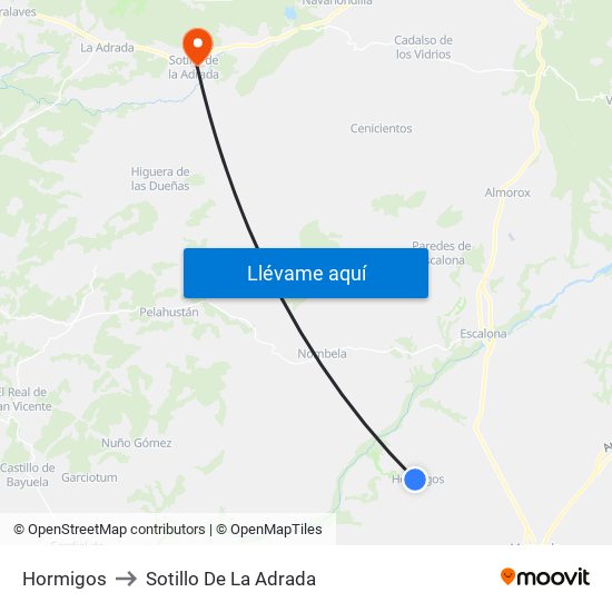 Hormigos to Sotillo De La Adrada map