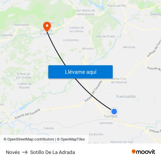 Novés to Sotillo De La Adrada map