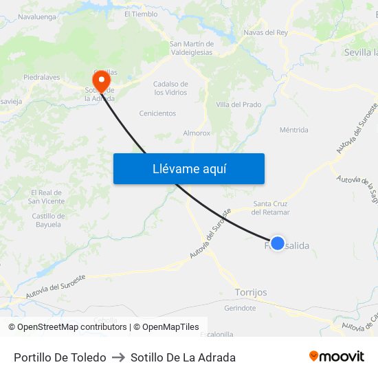 Portillo De Toledo to Sotillo De La Adrada map