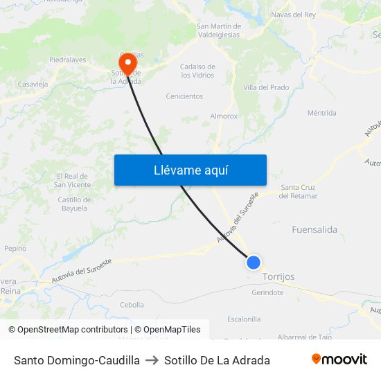 Santo Domingo-Caudilla to Sotillo De La Adrada map