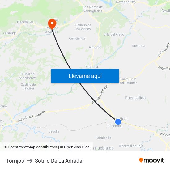 Torrijos to Sotillo De La Adrada map