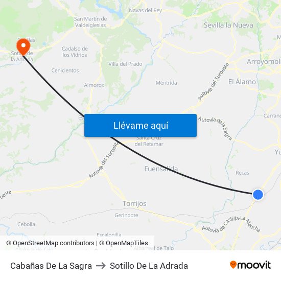 Cabañas De La Sagra to Sotillo De La Adrada map