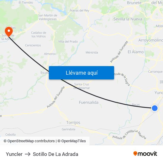 Yuncler to Sotillo De La Adrada map