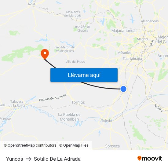 Yuncos to Sotillo De La Adrada map