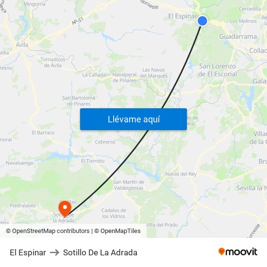 El Espinar to Sotillo De La Adrada map