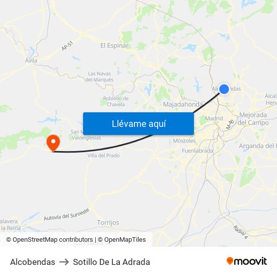 Alcobendas to Sotillo De La Adrada map