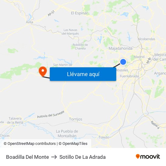 Boadilla Del Monte to Sotillo De La Adrada map