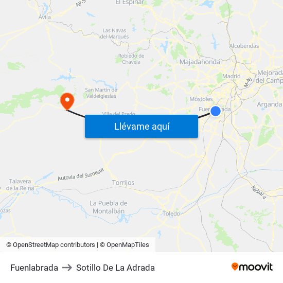 Fuenlabrada to Sotillo De La Adrada map