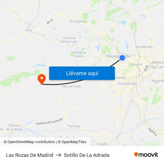 Las Rozas De Madrid to Sotillo De La Adrada map