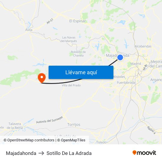 Majadahonda to Sotillo De La Adrada map
