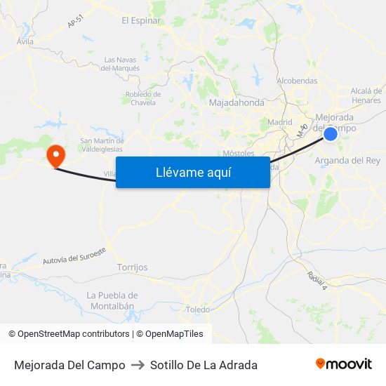 Mejorada Del Campo to Sotillo De La Adrada map