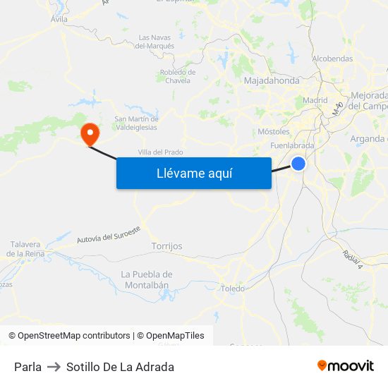 Parla to Sotillo De La Adrada map