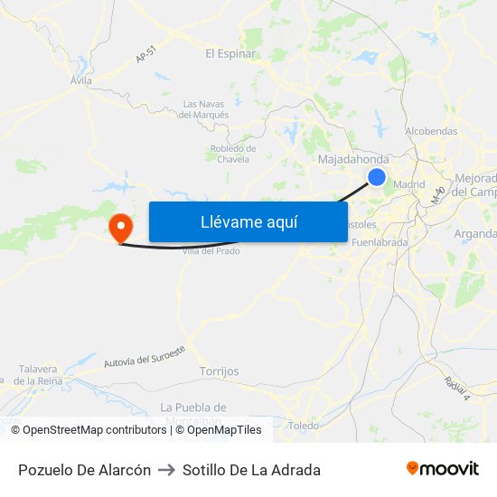 Pozuelo De Alarcón to Sotillo De La Adrada map