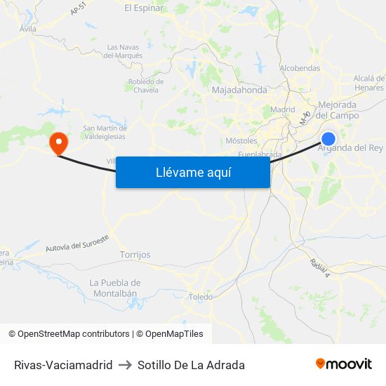 Rivas-Vaciamadrid to Sotillo De La Adrada map