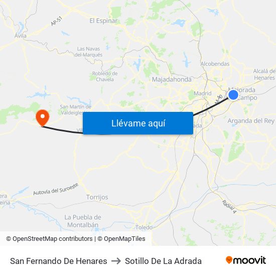 San Fernando De Henares to Sotillo De La Adrada map