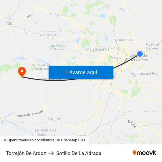 Torrejón De Ardoz to Sotillo De La Adrada map