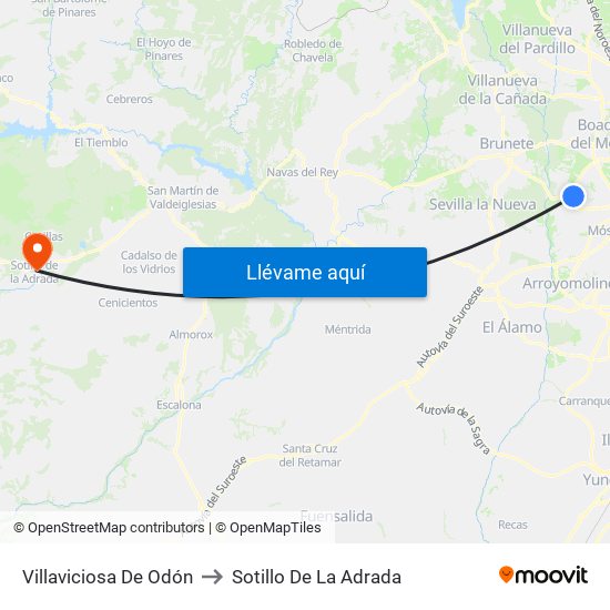 Villaviciosa De Odón to Sotillo De La Adrada map