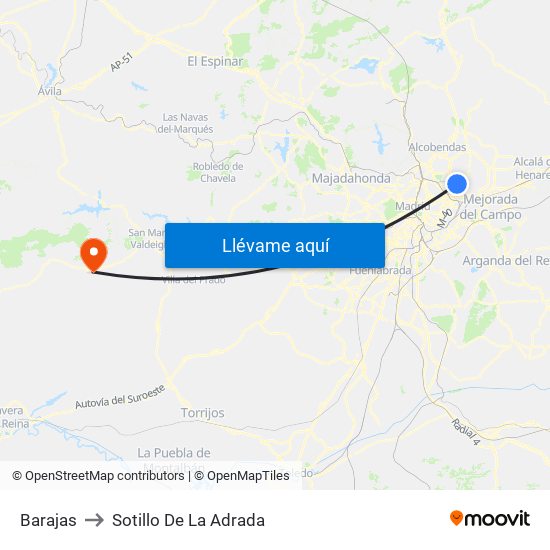 Barajas to Sotillo De La Adrada map