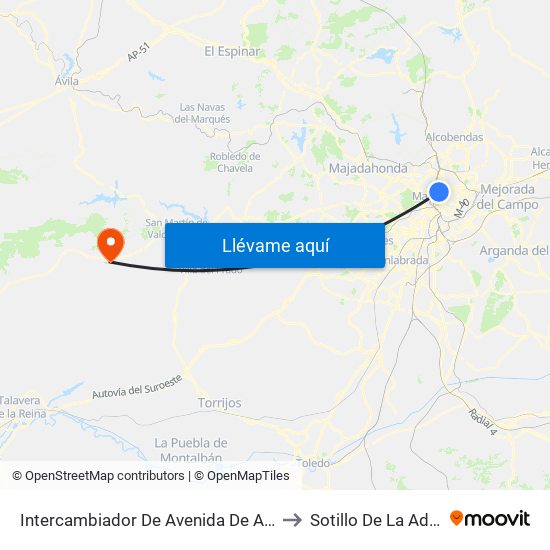 Intercambiador De Avenida De América to Sotillo De La Adrada map