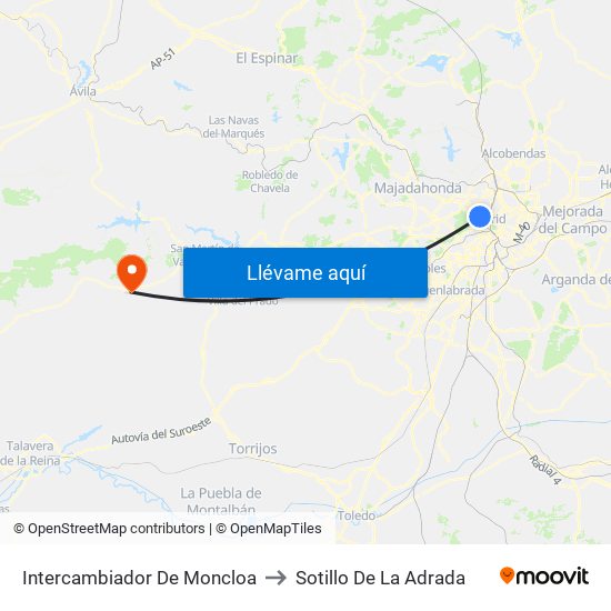 Intercambiador De Moncloa to Sotillo De La Adrada map