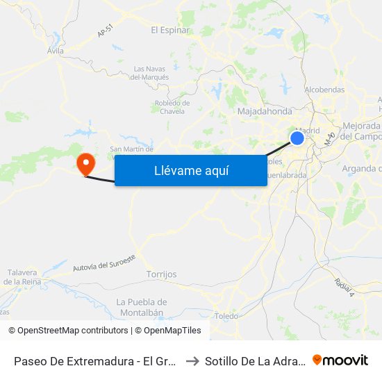Paseo De Extremadura - El Greco to Sotillo De La Adrada map
