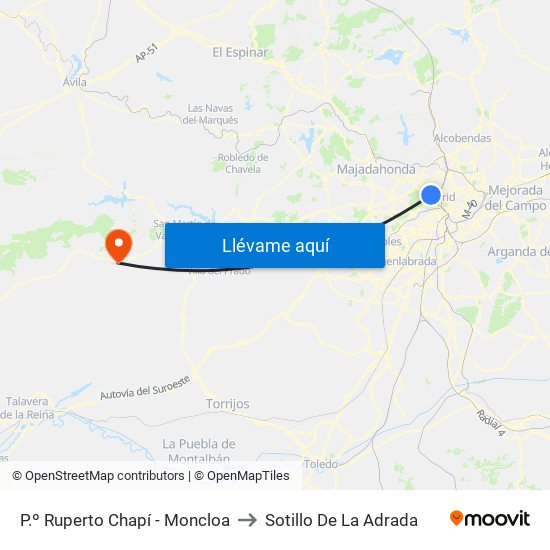 P.º Ruperto Chapí - Moncloa to Sotillo De La Adrada map