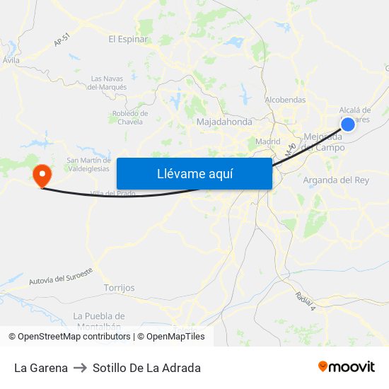 La Garena to Sotillo De La Adrada map