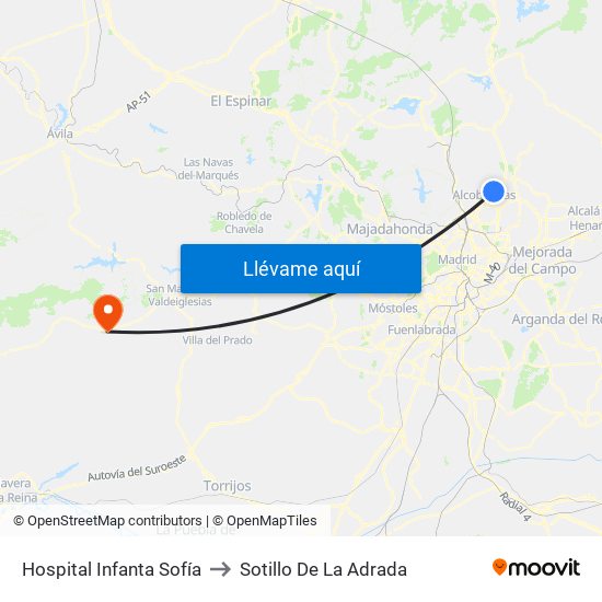 Hospital Infanta Sofía to Sotillo De La Adrada map