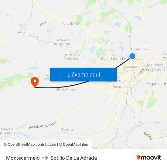 Montecarmelo to Sotillo De La Adrada map
