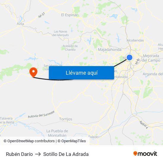 Rubén Darío to Sotillo De La Adrada map