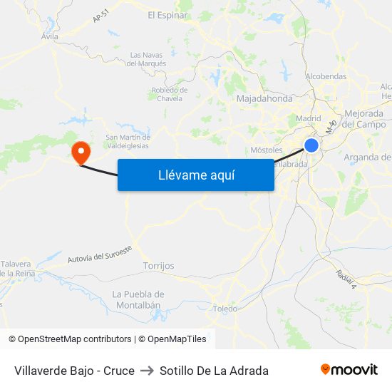 Villaverde Bajo - Cruce to Sotillo De La Adrada map