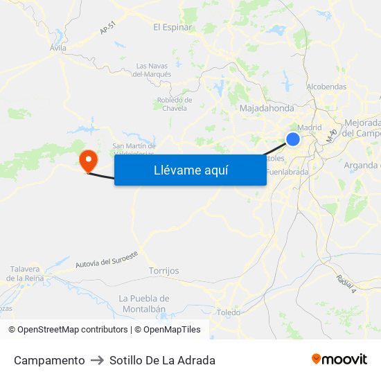 Campamento to Sotillo De La Adrada map