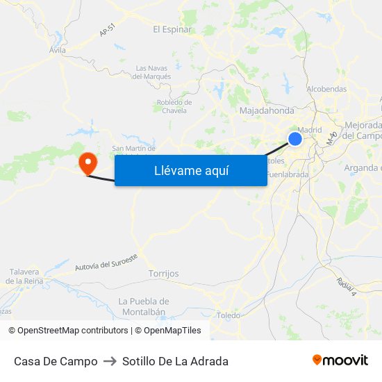 Casa De Campo to Sotillo De La Adrada map