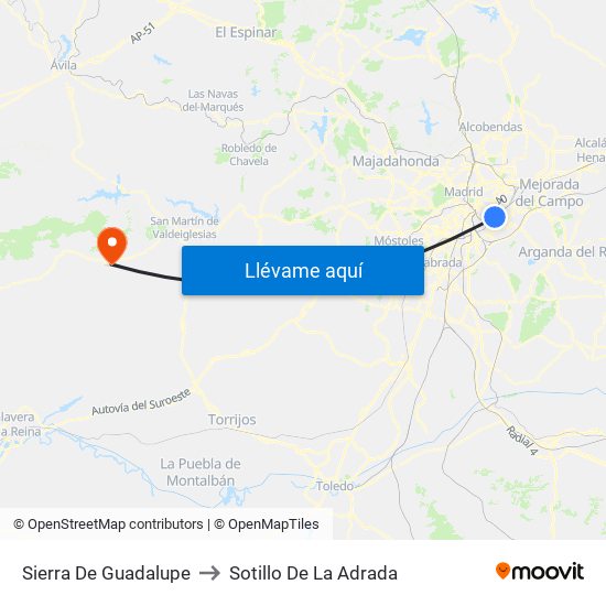 Sierra De Guadalupe to Sotillo De La Adrada map