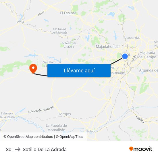 Sol to Sotillo De La Adrada map
