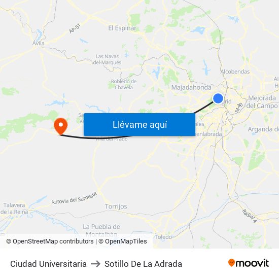 Ciudad Universitaria to Sotillo De La Adrada map