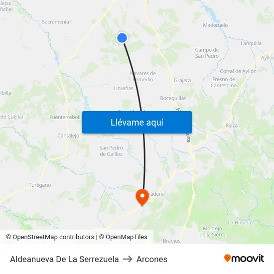 Aldeanueva De La Serrezuela to Arcones map