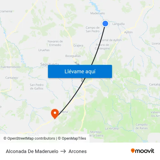 Alconada De Maderuelo to Arcones map