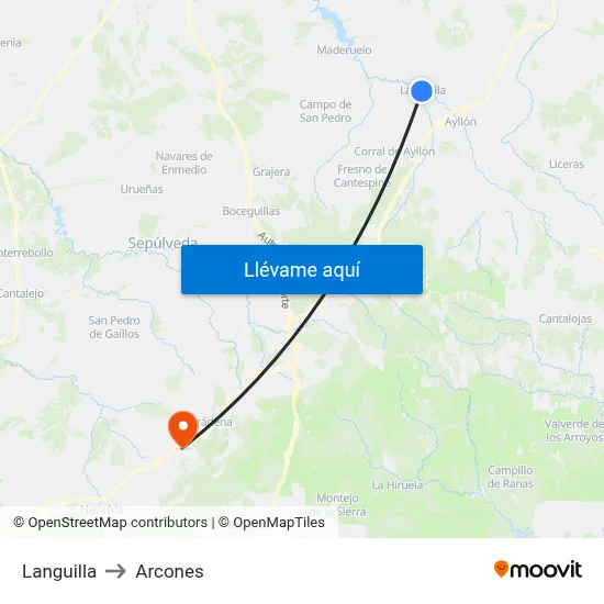 Languilla to Arcones map