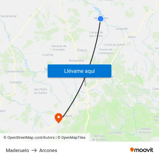 Maderuelo to Arcones map