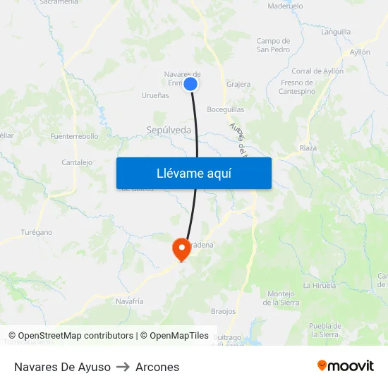 Navares De Ayuso to Arcones map