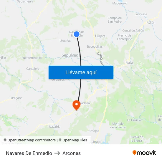 Navares De Enmedio to Arcones map