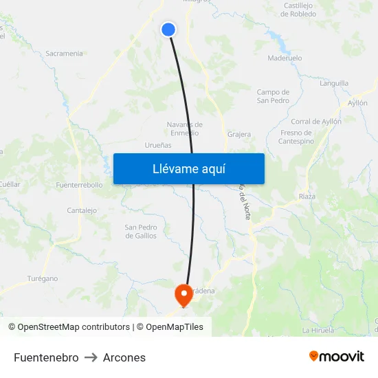 Fuentenebro to Arcones map