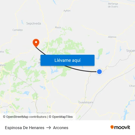 Espinosa De Henares to Arcones map
