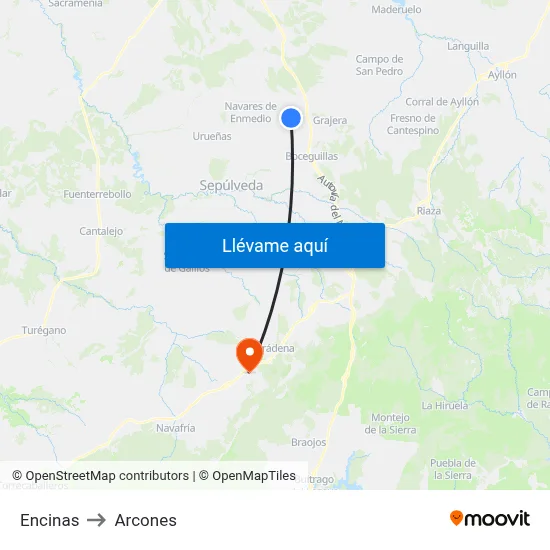Encinas to Arcones map