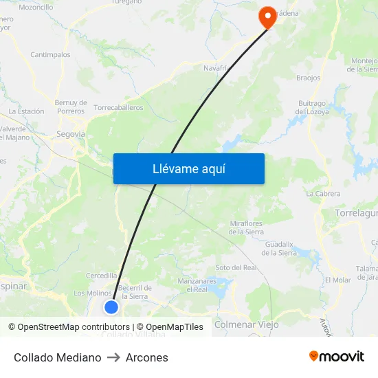 Collado Mediano to Arcones map