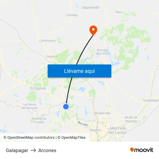 Galapagar to Arcones map