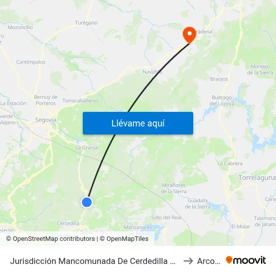 Jurisdicción Mancomunada De Cerdedilla Y Navacerrada to Arcones map