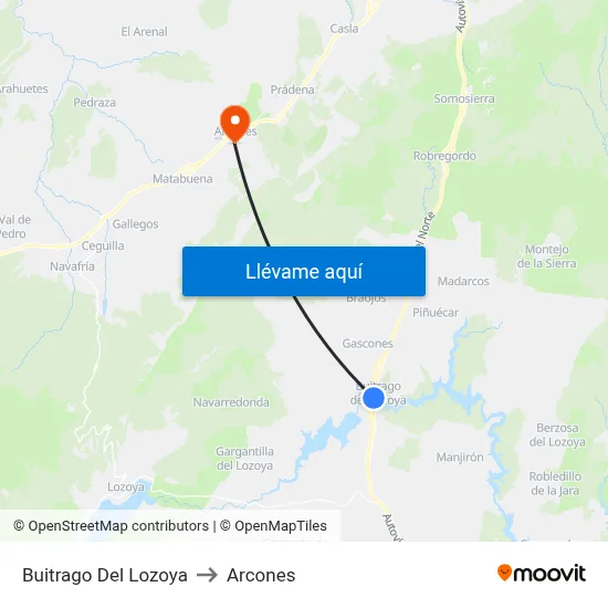 Buitrago Del Lozoya to Arcones map